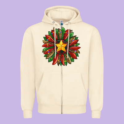 Christmas Sunflower Zipper Hoodie Designed By Ranaportraitstore