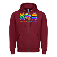 Burgundy peace love equality Zipper Hoodie - Zillion Design Studio