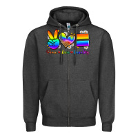 Charcoal Heather peace love equality Zipper Hoodie - Zillion Design Studio