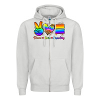 Dove Grey peace love equality Zipper Hoodie - Zillion Design Studio