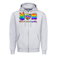Heather Grey peace love equality Zipper Hoodie - Zillion Design Studio