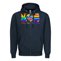Navy peace love equality Zipper Hoodie - Zillion Design Studio