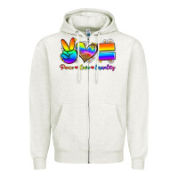 Oatmeal Heather peace love equality Zipper Hoodie - Zillion Design Studio
