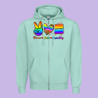 Peace Love Equality Zipper Hoodie Designed By Zillion Design Studio