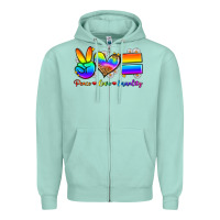 Seafoam peace love equality Zipper Hoodie - Zillion Design Studio