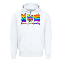 White peace love equality Zipper Hoodie - Zillion Design Studio