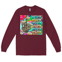 Burgundy fuck everything skeletons Long Sleeve Tee - AdoDesignShop