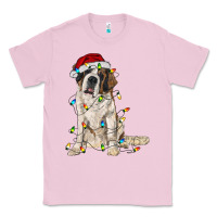 Bubblegum Pink saint bernard with christmas lights Classic Tee - RanaPortraitStore