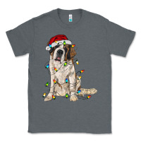 Charcoal Heather saint bernard with christmas lights Classic Tee - RanaPortraitStore