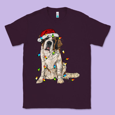 Saint Bernard With Christmas Lights Classic Tee Designed By Ranaportraitstore