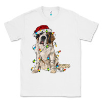 White saint bernard with christmas lights Classic Tee - RanaPortraitStore
