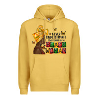 Antique Gold never understimate the power of a black woman Premium Hoodie - MaliasSmallBusiness