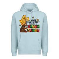 Blue Mist never understimate the power of a black woman Premium Hoodie - MaliasSmallBusiness