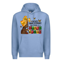 Colony Blue never understimate the power of a black woman Premium Hoodie - MaliasSmallBusiness