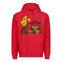 Red never understimate the power of a black woman Premium Hoodie - MaliasSmallBusiness