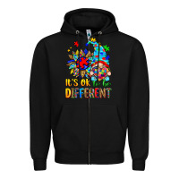 Black it's ok to be different autism gnome Zipper Hoodie - Zillion Design Studio