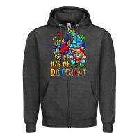 Charcoal Heather it's ok to be different autism gnome Zipper Hoodie - Zillion Design Studio
