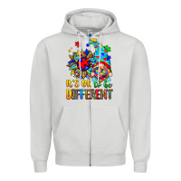 Dove Grey it's ok to be different autism gnome Zipper Hoodie - Zillion Design Studio