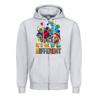 Heather Grey it's ok to be different autism gnome Zipper Hoodie - Zillion Design Studio