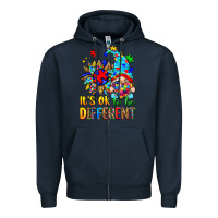 Navy it's ok to be different autism gnome Zipper Hoodie - Zillion Design Studio