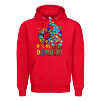 Red it's ok to be different autism gnome Zipper Hoodie - Zillion Design Studio