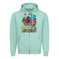 Seafoam it's ok to be different autism gnome Zipper Hoodie - Zillion Design Studio