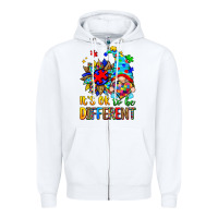 White it's ok to be different autism gnome Zipper Hoodie - Zillion Design Studio