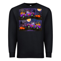 Black halloween spooky truck seamless pattern Premium Sweatshirt - BundleAndBundleShop