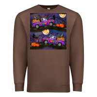 Chestnut halloween spooky truck seamless pattern Premium Sweatshirt - BundleAndBundleShop