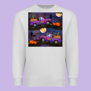 Halloween Spooky Truck Seamless Pattern Premium Sweatshirt Designed By Bundleandbundleshop