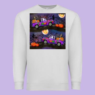 Halloween Spooky Truck Seamless Pattern Premium Sweatshirt Designed By Bundleandbundleshop