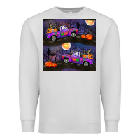 Dove Grey halloween spooky truck seamless pattern Premium Sweatshirt - BundleAndBundleShop