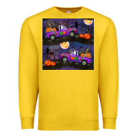 Lemon halloween spooky truck seamless pattern Premium Sweatshirt - BundleAndBundleShop