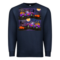 Navy halloween spooky truck seamless pattern Premium Sweatshirt - BundleAndBundleShop