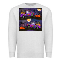 Oatmeal Heather halloween spooky truck seamless pattern Premium Sweatshirt - BundleAndBundleShop