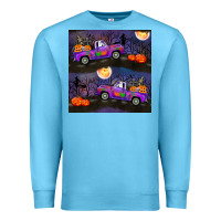 Ocean Blue halloween spooky truck seamless pattern Premium Sweatshirt - BundleAndBundleShop