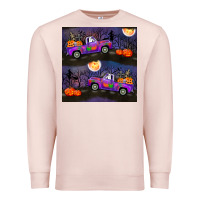 Pale Pink halloween spooky truck seamless pattern Premium Sweatshirt - BundleAndBundleShop