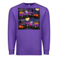 Purple halloween spooky truck seamless pattern Premium Sweatshirt - BundleAndBundleShop
