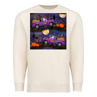 Sandshell halloween spooky truck seamless pattern Premium Sweatshirt - BundleAndBundleShop