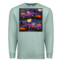 Seafoam halloween spooky truck seamless pattern Premium Sweatshirt - BundleAndBundleShop