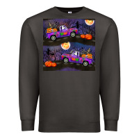 Smoke halloween spooky truck seamless pattern Premium Sweatshirt - BundleAndBundleShop