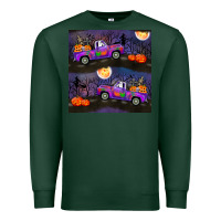 Sports Green halloween spooky truck seamless pattern Premium Sweatshirt - BundleAndBundleShop