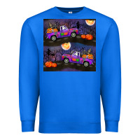 True Royal halloween spooky truck seamless pattern Premium Sweatshirt - BundleAndBundleShop