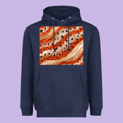 Orange Glitter Heavyweight Hoodie Designed By Jahusdesignshop