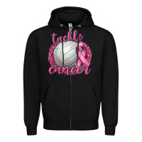 Black Tackle Cancer Volleyball Zipper Hoodie - texasbilliewilder