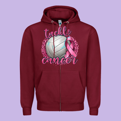 Tackle Cancer Volleyball Zipper Hoodie Designed By Texasbilliewilder