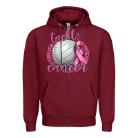 Burgundy Tackle Cancer Volleyball Zipper Hoodie - texasbilliewilder