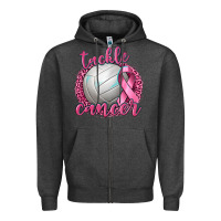 Charcoal Heather Tackle Cancer Volleyball Zipper Hoodie - texasbilliewilder