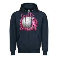 Navy Tackle Cancer Volleyball Zipper Hoodie - texasbilliewilder