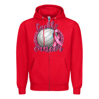 Red Tackle Cancer Volleyball Zipper Hoodie - texasbilliewilder